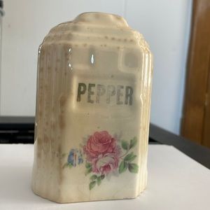 Harker Pottery Antique Pepper Shaker, Cabbage Rose Floral